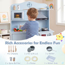 Wooden Play Kitchen with Light and Sound Range Hood – Blue