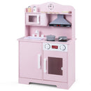 Wooden Play Kitchen with Light and Sound Range Hood – Pink