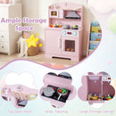 Wooden Play Kitchen with Light and Sound Range Hood – Pink