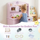 Wooden Play Kitchen with Light and Sound Range Hood – Pink