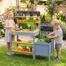 Outdoor Mud Kitchen with Side Planter and Chalkboard – Yellow