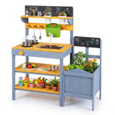 Outdoor Mud Kitchen with Side Planter and Chalkboard – Yellow