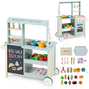 Wheeled Wooden Play Kitchen and Bakery Shop – Green
