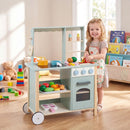 Wheeled Wooden Play Kitchen and Bakery Shop – Green