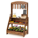 Wooden Market Stand with Planter Box and 25 Accessories – Brown
