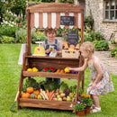 Wooden Market Stand with Planter Box and 25 Accessories – Brown