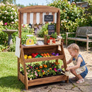 Wooden Market Stand with Planter Box and 25 Accessories – Brown