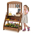 Wooden Market Stand with Planter Box and 25 Accessories – Brown