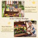 Wooden Market Stand with Planter Box and 25 Accessories – Brown