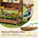 Wooden Market Stand with Planter Box and 25 Accessories – Brown
