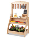 Wooden Market Stand with Planter Box and 25 Accessories – Natural