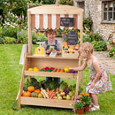 Wooden Market Stand with Planter Box and 25 Accessories – Natural