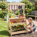 Wooden Market Stand with Planter Box and 25 Accessories – Natural
