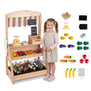 Wooden Market Stand with Planter Box and 25 Accessories – Natural