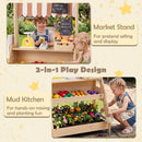 Wooden Market Stand with Planter Box and 25 Accessories – Natural