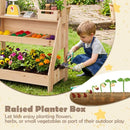 Wooden Market Stand with Planter Box and 25 Accessories – Natural