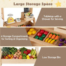 Wooden Market Stand with Planter Box and 25 Accessories – Natural