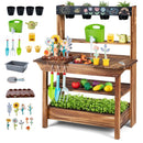 Outdoor Wooden Mud Kitchen with Garden Play Accessories – Brown