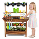 Outdoor Wooden Mud Kitchen with Garden Play Accessories – Brown