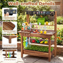 Outdoor Wooden Mud Kitchen with Garden Play Accessories – Brown