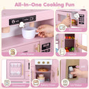 Wooden Play Kitchen with Light-Up Stove and Fridge – Pink