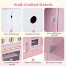 Wooden Play Kitchen with Light-Up Stove and Fridge – Pink