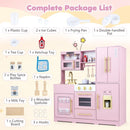 Wooden Play Kitchen with Light-Up Stove and Fridge – Pink