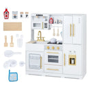 Wooden Play Kitchen with Light-Up Stove and Fridge – White