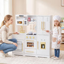 Wooden Play Kitchen with Light-Up Stove and Fridge – White