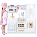 Wooden Play Kitchen with Light-Up Stove and Fridge – White