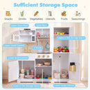 Wooden Play Kitchen with Light-Up Stove and Fridge – White