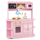 Pink Wooden Play Kitchen with Light and Sound Hood – Pink