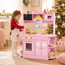 Pink Wooden Play Kitchen with Light and Sound Hood – Pink
