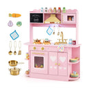 Pink Wooden Play Kitchen with Light and Sound Hood – Pink