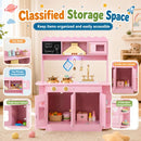 Pink Wooden Play Kitchen with Light and Sound Hood – Pink