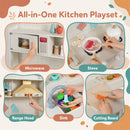 Corner Wooden Play Kitchen with Lights and Side Counter – White