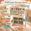 Corner Wooden Play Kitchen with Lights and Side Counter – White
