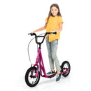 Youth Scooter with 32cm Air-Filled Wheels and Dual Handbrakes – Pink
