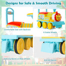 Blue 6V electric ride-on train safety features