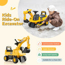 Toddler Ride-On Excavator with Rotating Digger Arm – Yellow