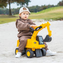 Toddler Ride-On Excavator with Rotating Digger Arm – Yellow