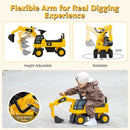 Toddler Ride-On Excavator with Rotating Digger Arm – Yellow