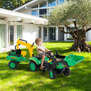 3-in-1 Kids Pedal Tractor with Digger and Trailer – Green