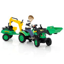 3-in-1 Kids Pedal Tractor with Digger and Trailer – Green