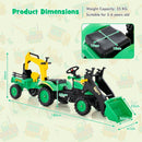 3-in-1 Kids Pedal Tractor with Digger and Trailer – Green