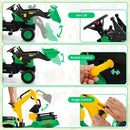3-in-1 Kids Pedal Tractor with Digger and Trailer – Green