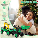3-in-1 Kids Pedal Tractor with Digger and Trailer – Green