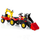 3-in-1 Kids Pedal Tractor with Digger and Trailer – Red