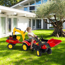 3-in-1 Kids Pedal Tractor with Digger and Trailer – Red