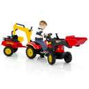 3-in-1 Kids Pedal Tractor with Digger and Trailer – Red